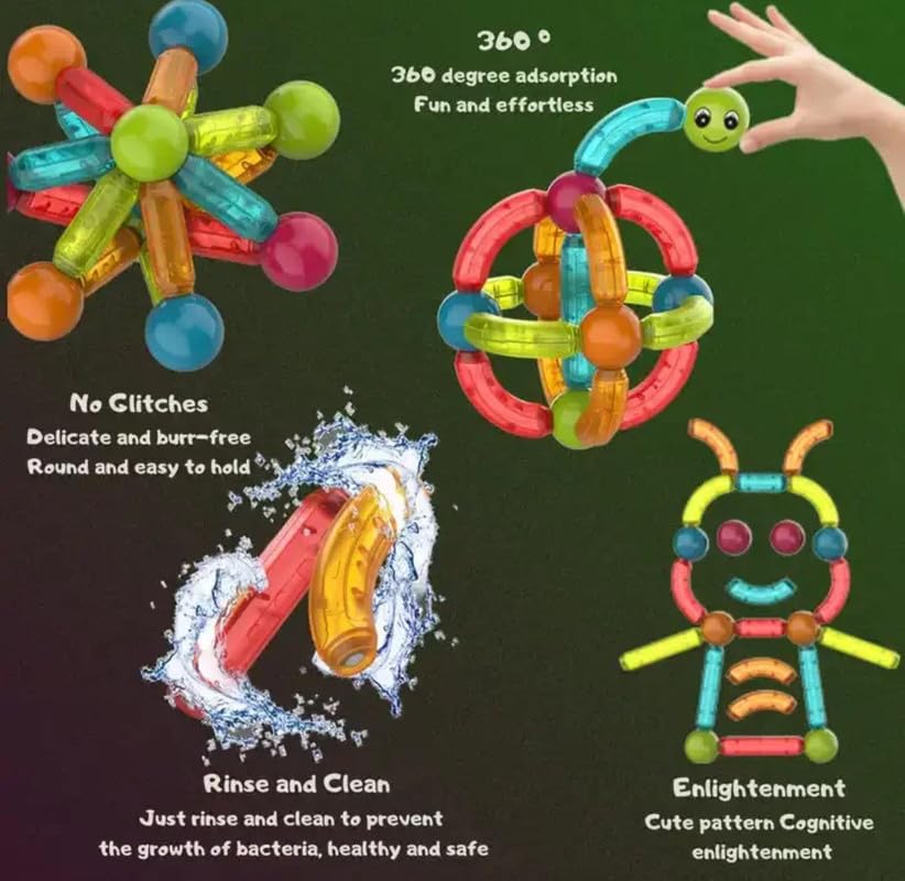 Light Magnetic Blocks, STEM Toy with Diamond Surface & Natural Colours