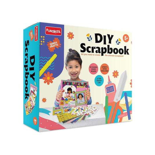 Handycrafts Funskool Scrapbook Kit, Stick, Sketch, Design & More, DIY Kit, Art and Craft Set for Kids, Learning, Fun & Engaging Activity for Childrens, Gift Set for Kid, Age 5+ Years