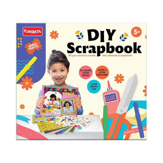 Handycrafts Funskool Scrapbook Kit, Stick, Sketch, Design & More, DIY Kit, Art and Craft Set for Kids, Learning, Fun & Engaging Activity for Childrens, Gift Set for Kid, Age 5+ Years