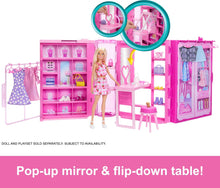 Barbie Dream Closet Toy Playset with Clothes & Accessories, 3-ft-Wide with 25+ Pieces, 4 Complete Fashion Looks