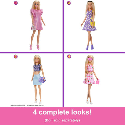 Barbie Dream Closet Toy Playset with Clothes & Accessories, 3-ft-Wide with 25+ Pieces, 4 Complete Fashion Looks
