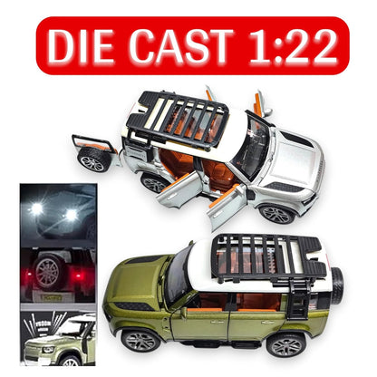 Die-cast Car 1:22 Scale Remote Control Car with Lights, Sound, Mist Spray, Openable Doors & Rechargeable Battery | RC Toy Car for Kids & Collectors (Die-Cast Defender Edition)