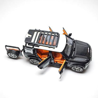 Die-cast Car 1:22 Scale Remote Control Car with Lights, Sound, Mist Spray, Openable Doors & Rechargeable Battery | RC Toy Car for Kids & Collectors (Die-Cast Defender Edition)