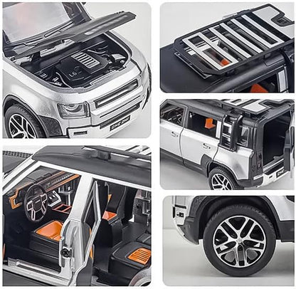Die-cast Car 1:22 Scale Remote Control Car with Lights, Sound, Mist Spray, Openable Doors & Rechargeable Battery | RC Toy Car for Kids & Collectors (Die-Cast Defender Edition)