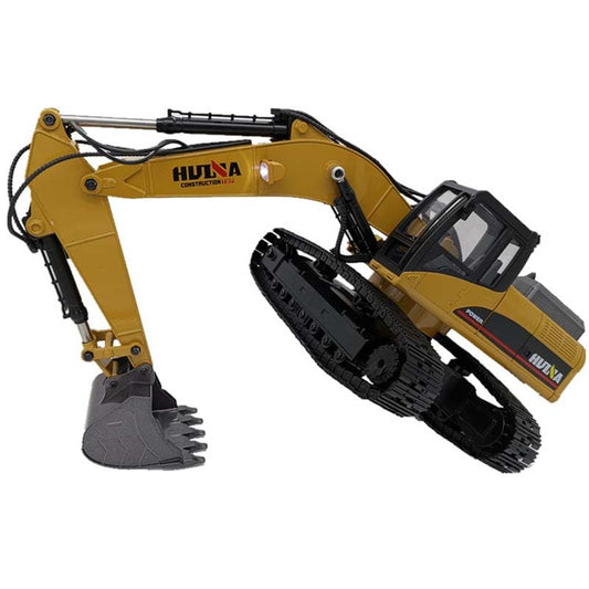 wheelfun 1/14 HUINA RC Metal Excavator 580 2.4G Excavator Truck Model Smoke LED Display Radio Controller Bit Comes with Light and Sound