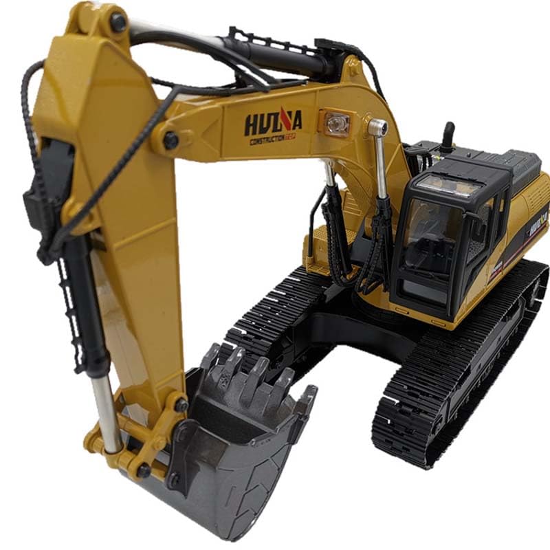 wheelfun 1/14 HUINA RC Metal Excavator 580 2.4G Excavator Truck Model Smoke LED Display Radio Controller Bit Comes with Light and Sound