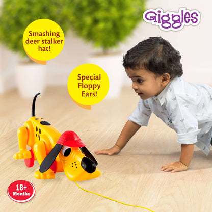 Giggles Funskool Pull Along Digger The Dog, Activity & Learning Toys for Babies, Toddlers, for Baby Boys & Girls, Encourage Walking, Improve Balance, Multicolour, Gift Set for Kids, Ages 12+ Months