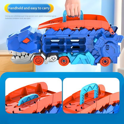 Dinosaur Deformation Truck Car Storage Playset with 2 Alloy Racing Cars