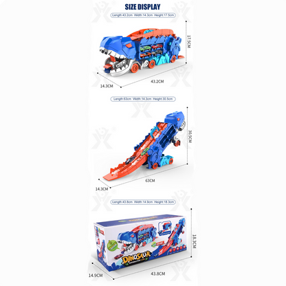 Dinosaur Deformation Truck Car Storage Playset with 2 Alloy Racing Cars