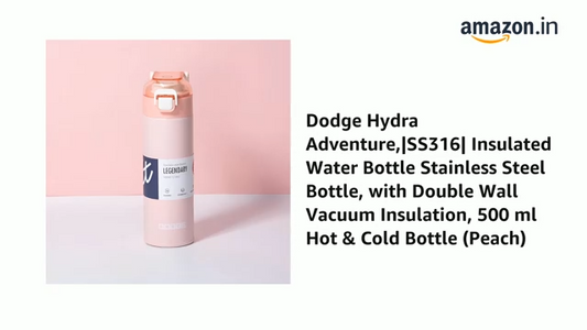 THE VENTI Dodge Hydra Adventure,|SS316| Insulated Water Bottle Stainless Steel Bottle, With Double Wall Vacuum Insulation, 900 Ml Hot & Cold Bottle (Peach)