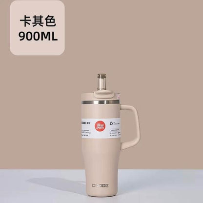 Dodge Premium Dual-Drink Insulated Mug with Straw, 900ml, 304 Stainless Steel, with Handle, Insulated Mug, Elephant Mug, Magnetic Straw Lid, Travel Mug