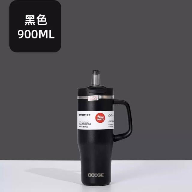 Dodge Premium Dual-Drink Insulated Mug with Straw, 900ml, 304 Stainless Steel, with Handle, Insulated Mug, Elephant Mug, Magnetic Straw Lid, Travel Mug