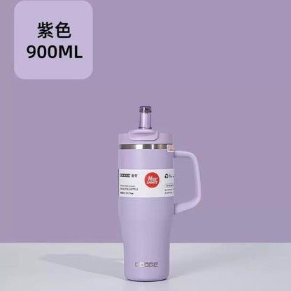 Dodge Premium Dual-Drink Insulated Mug with Straw, 900ml, 304 Stainless Steel, with Handle, Insulated Mug, Elephant Mug, Magnetic Straw Lid, Travel Mug