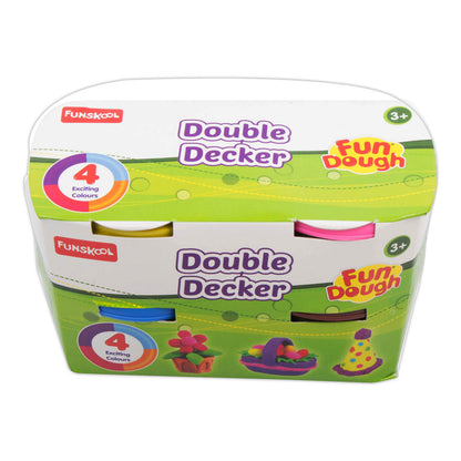 Funskool Fundough Double Decker, 4 tubs of Dough, 75 grams each, Toys for Kids, Shaping, Sculpting, 3 Years and Above, Multicolour