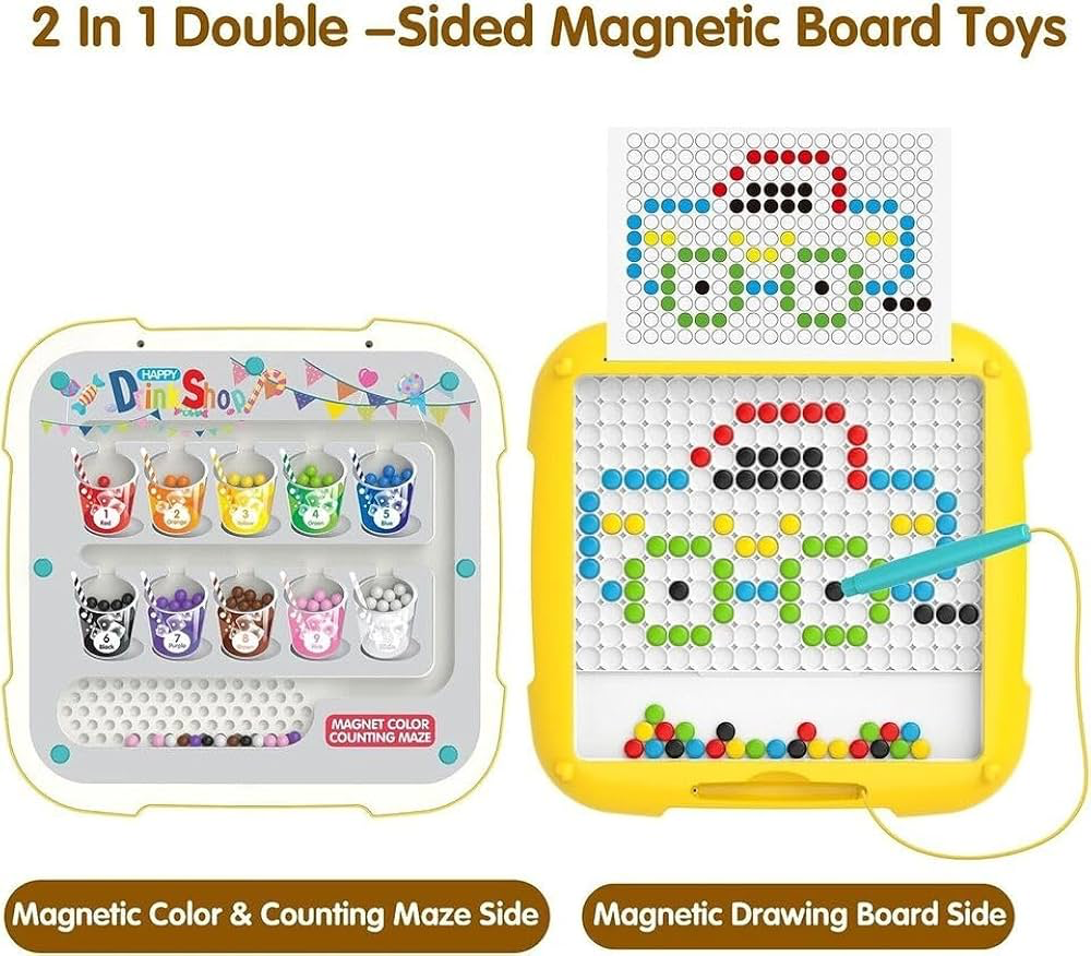 2 in 1 Magnetic Drawing Board with Color & Number Counting Maze
