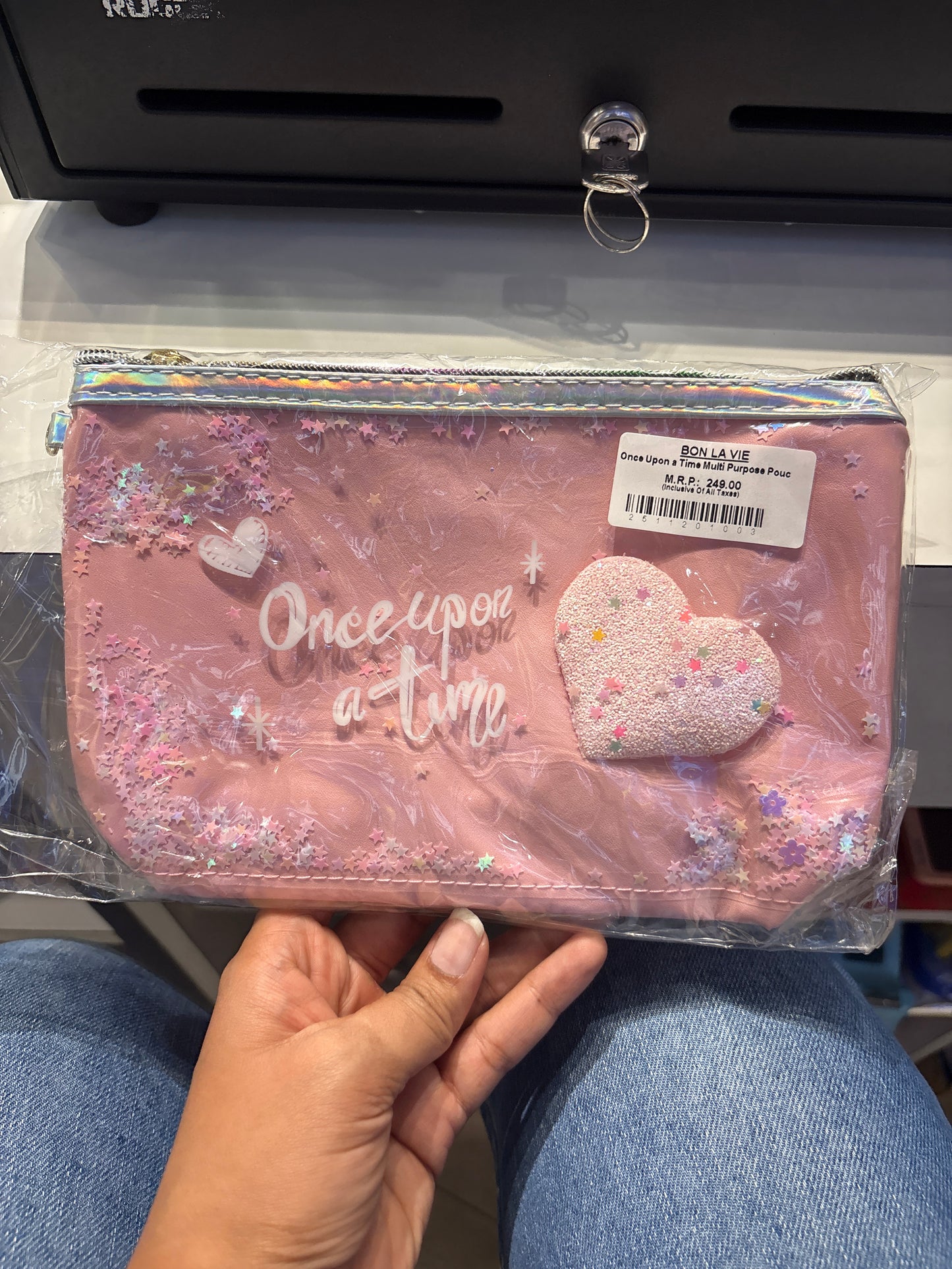 Once Upon a Time Glitter Heart Multi-Purpose Pouch for Girls