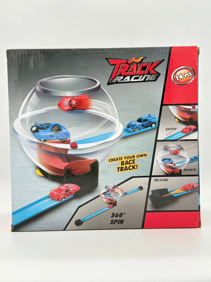 Racing Track 14 Piece Set ,360- Degree Spin And Two Pull Back Cars