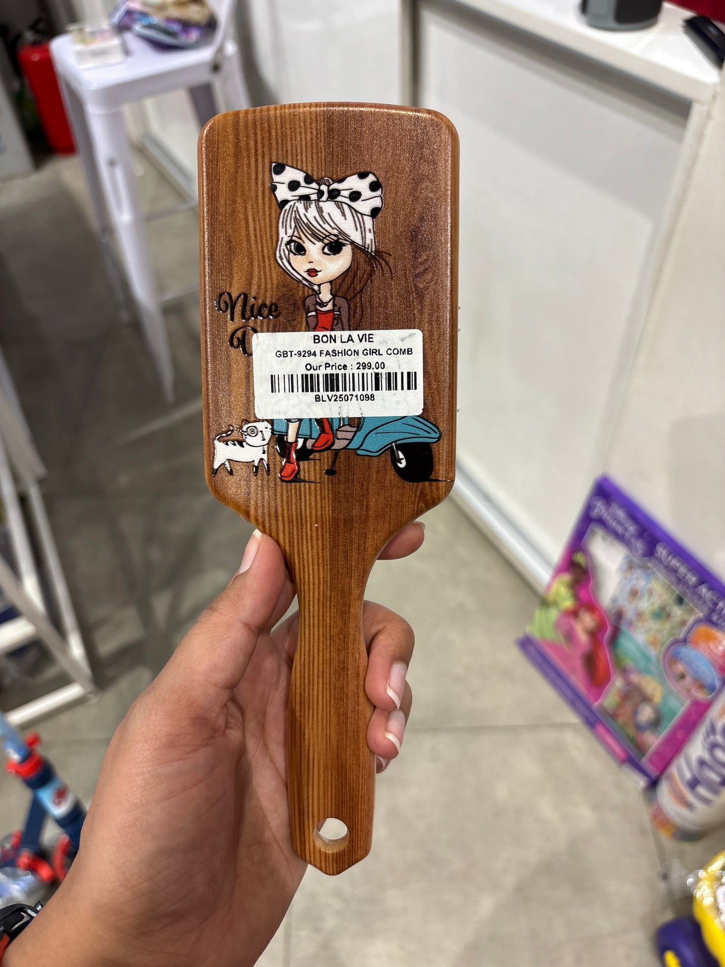 Fashion Girl Wooden Paddle Hair Brush