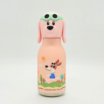 Cute Animal Insulated Bottle 450ml with Straw & Leak-Proof Lid