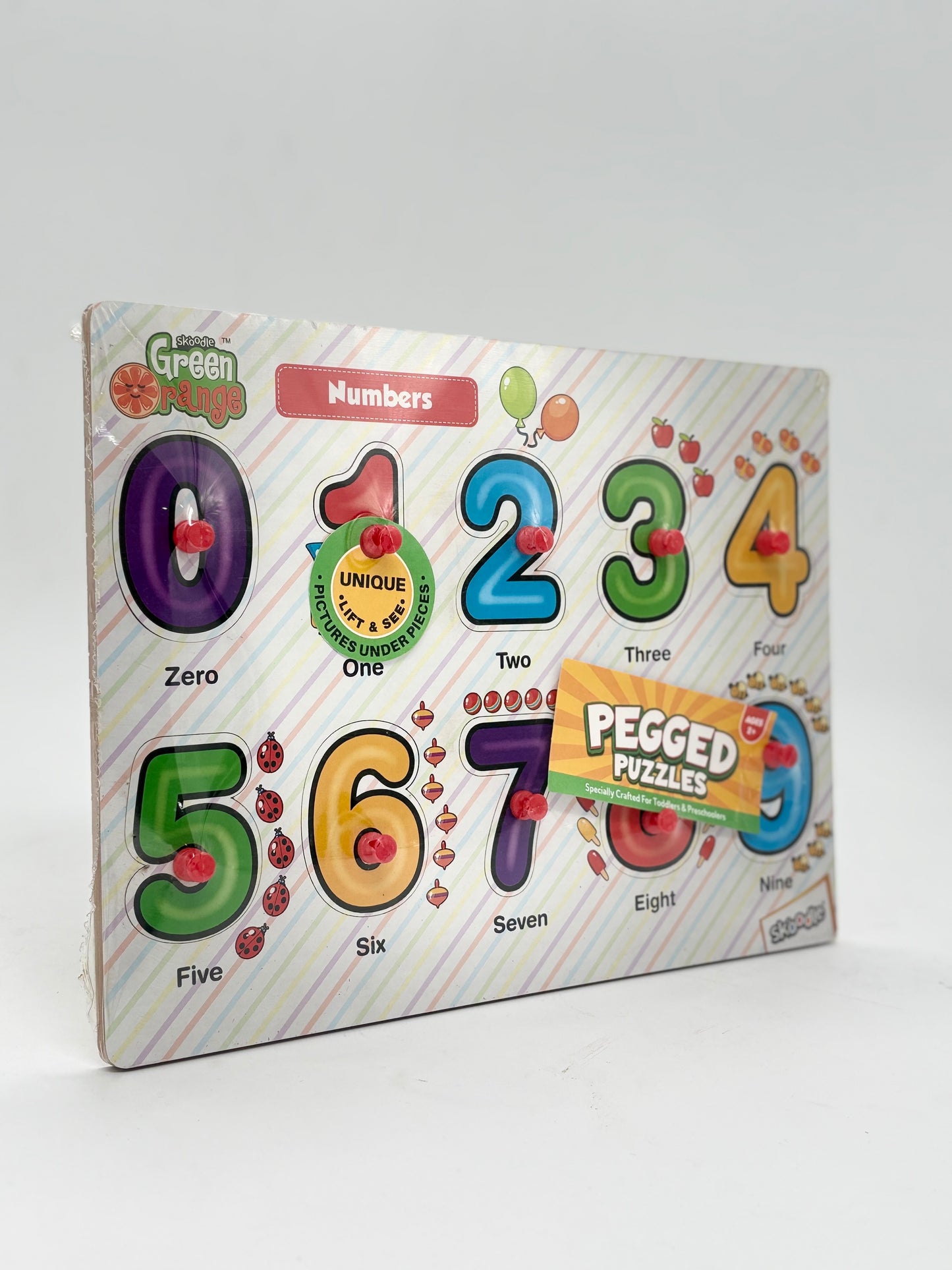 Wooden Number Pegged Puzzle Board 0 to 9 for Kids