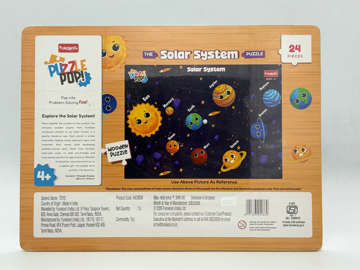 Funskool Puzzle Pop Solar System Wooden Jigsaw Puzzle