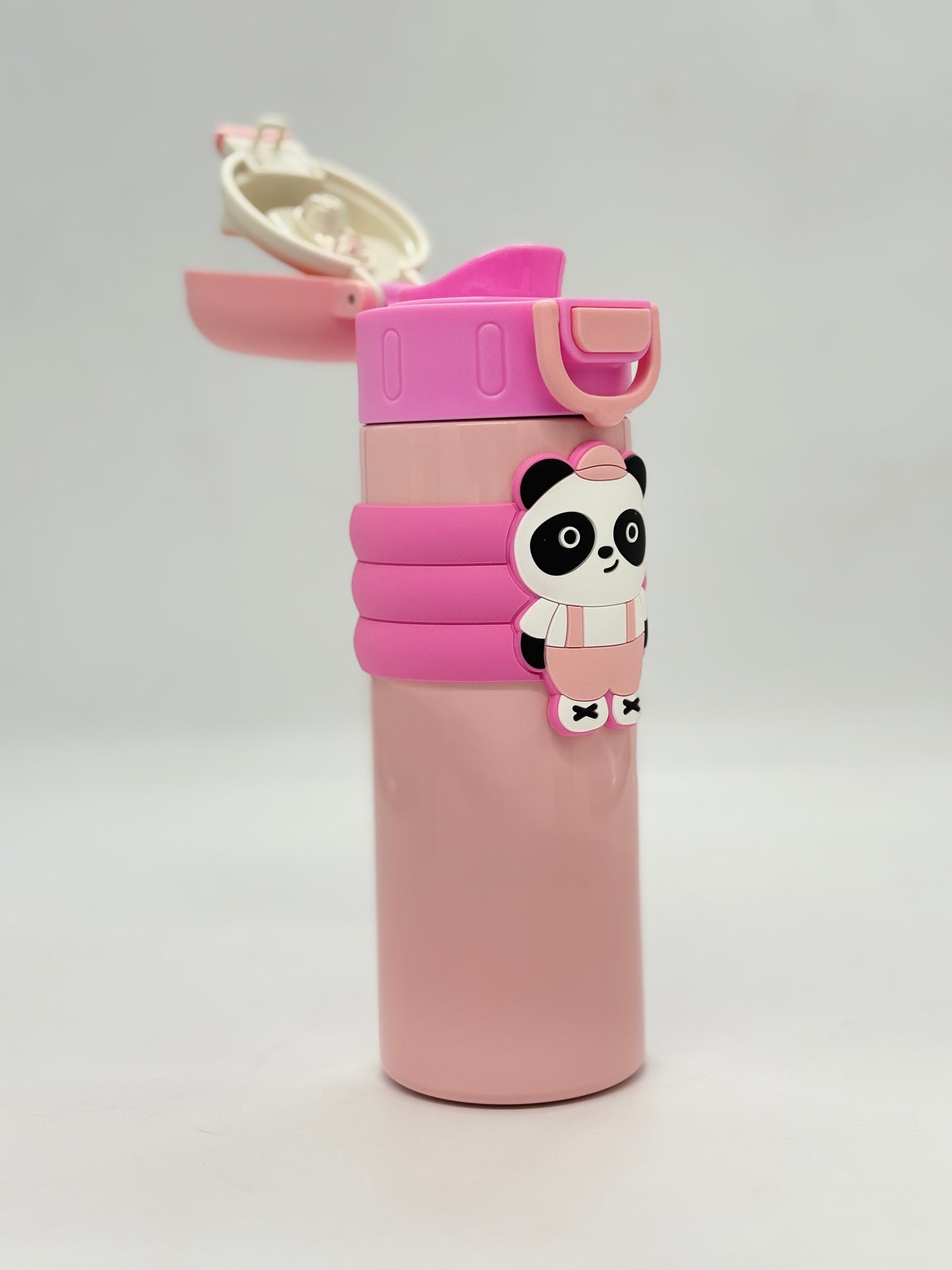 Panda Character Insulated Sipper Bottle 520ml with Silicone Band