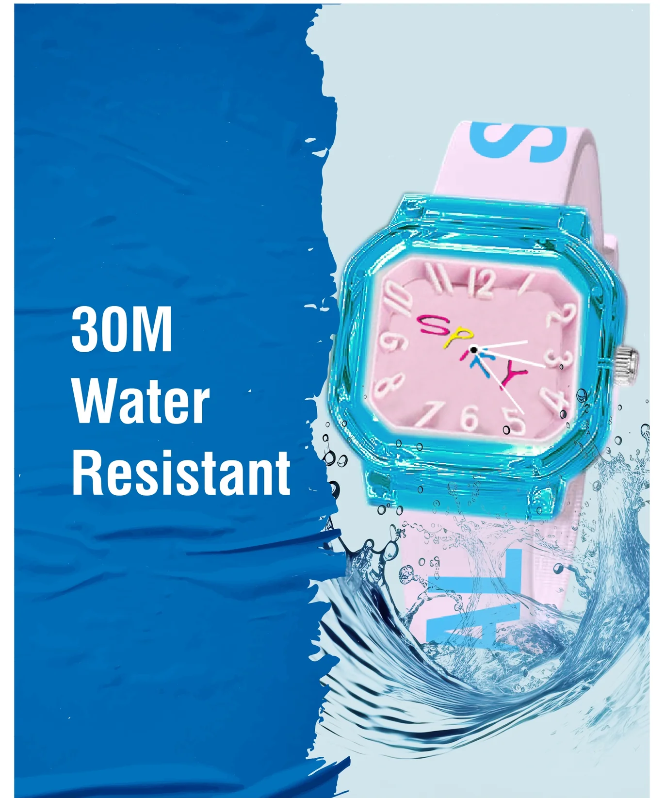 Spiky Square Analog Watch with Typography Strap
