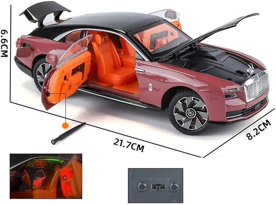Diecast 1:24 Scale Alloy Luxury Coupe Car Model with Umbrella & Rotating Steering Wheel