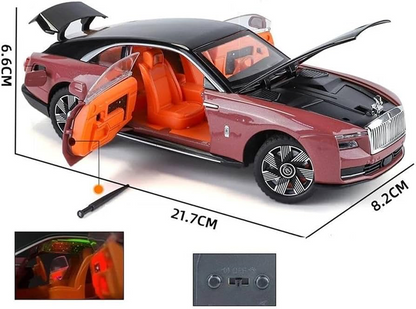 Diecast 1:24 Scale Alloy Luxury Coupe Car Model with Umbrella & Rotating Steering Wheel