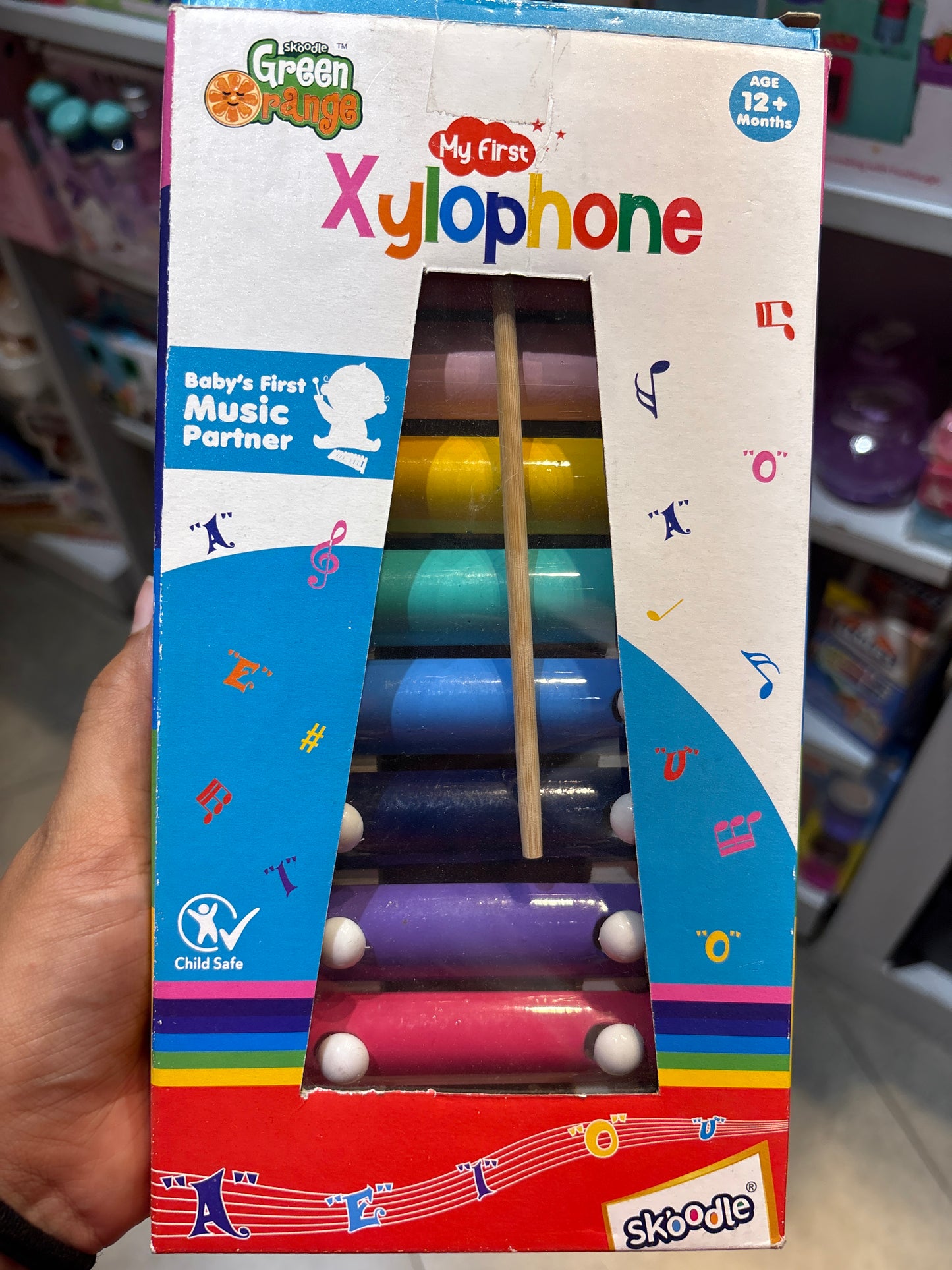 Skoodle Green Orange My First Xylophone Rainbow Wooden Musical Toy