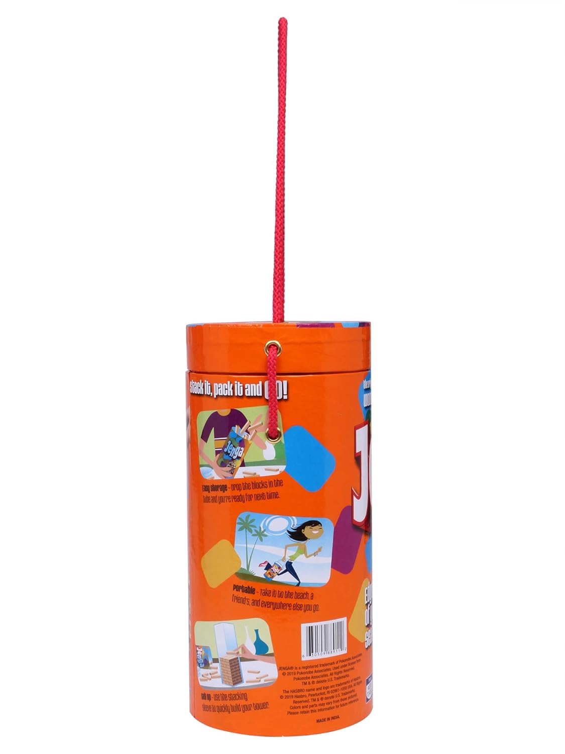 Hasbro Jenga Tube Stacking Tower Game for Kids 6Y+, Multicolour