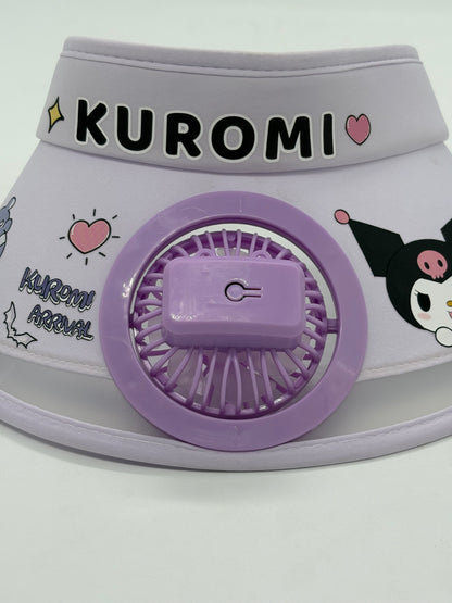 Kuromi Cooling Fan Sun Visor Cap With USB Rechargeable