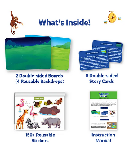 Skillmatics Sticker Stories Animal Adventures Activity Set -( 150+ Reusable Stickers )