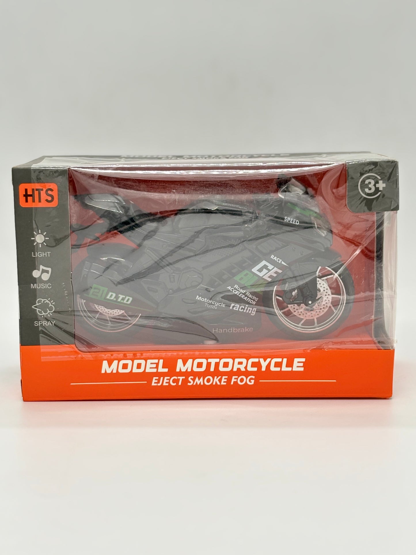 HTS Die-Cast Racing Motorcycle Toy with Light, Music and Smoke Fog