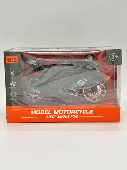 HTS Die-Cast Racing Motorcycle Toy with Light, Music and Smoke Fog