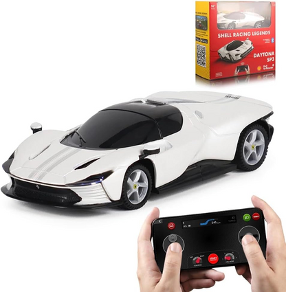 Bburago Shell Racing Legends Ferrari 296 GTB Bluetooth Smartphone Control Car 1:41 Scale
