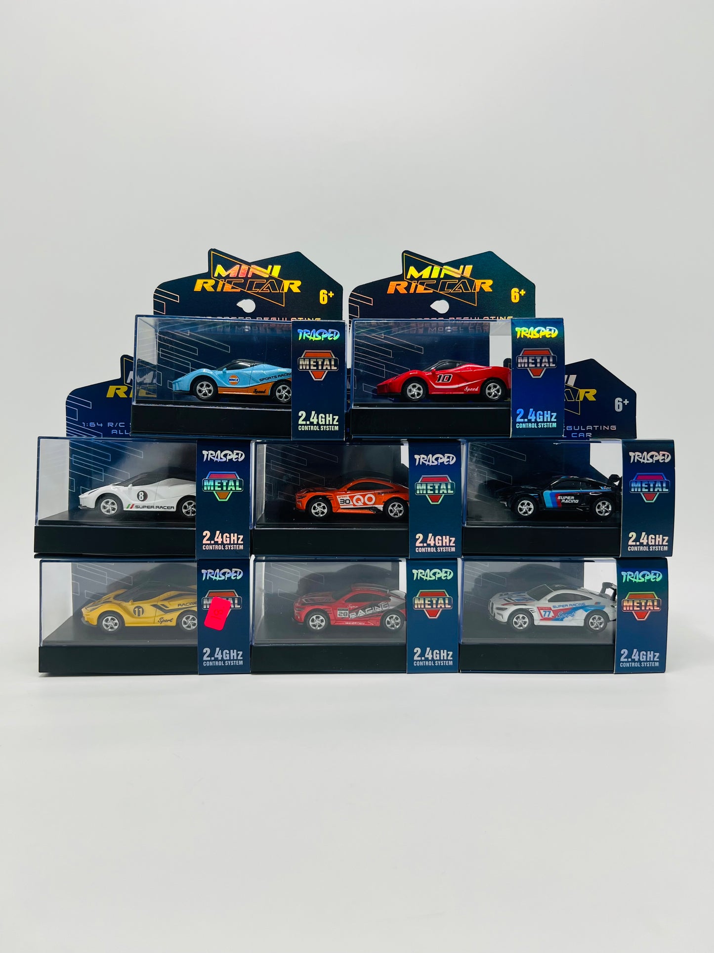 Trasped Mini Desktop Ferrari 1:64 Remote Control Die Cast Car Acrylic Pack