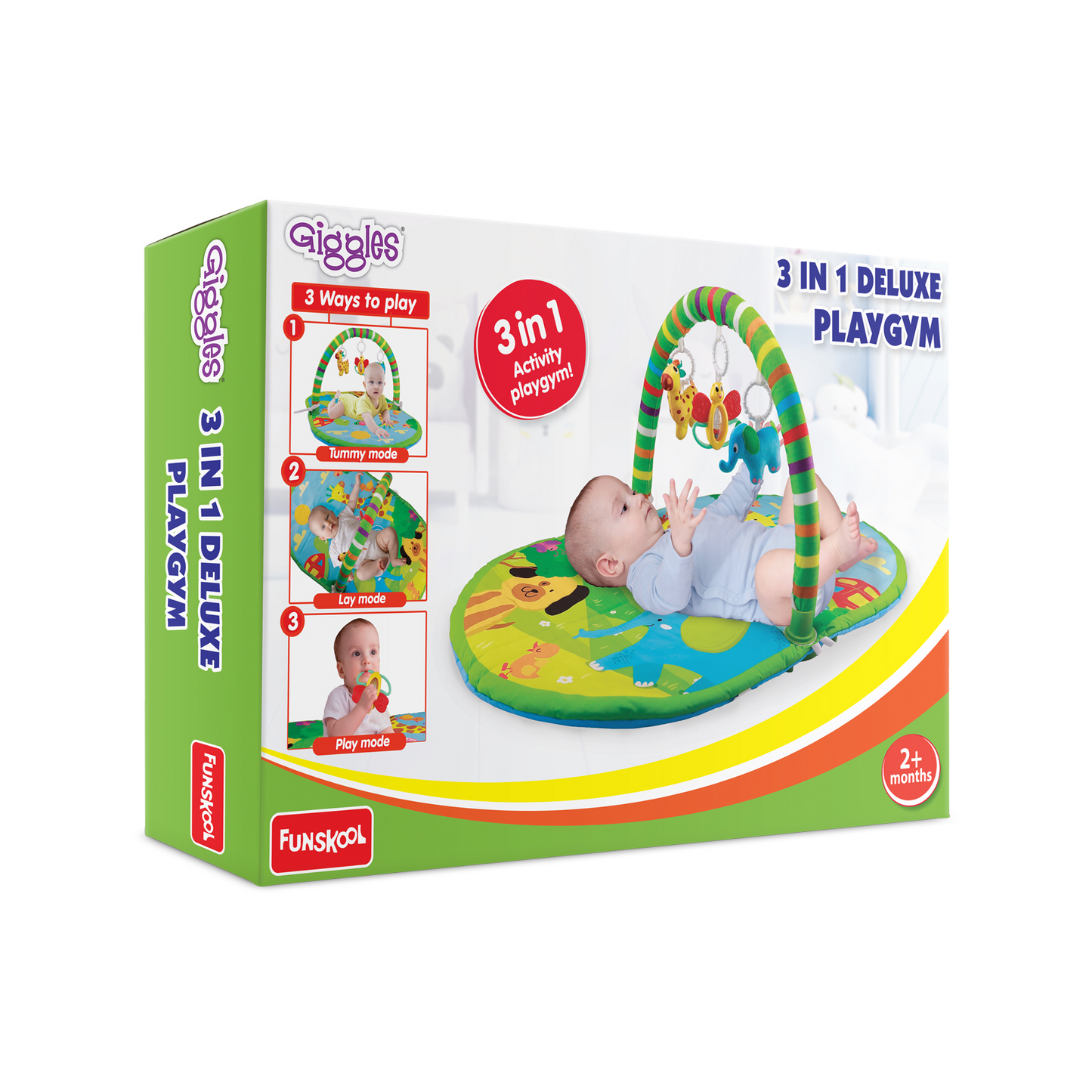Giggles 3 in 1 Deluxe Play Gym Mat- Green