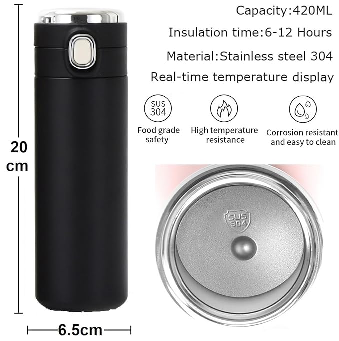 Steel Vacuum Flask with LED Temp Display 420 ml