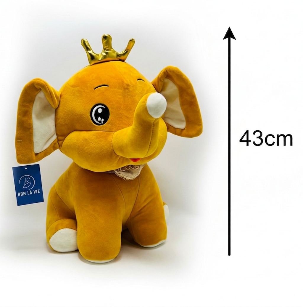 Elephant with Crown 43 cm Soft Toy