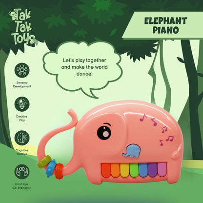 Pink Elephant Musical Piano Toy with Glowing Keys and 6 Play Modes
