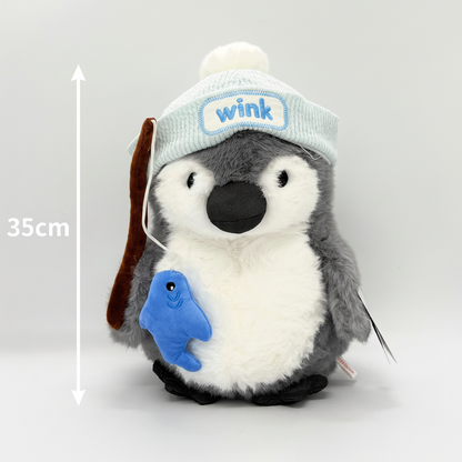 Penguin with Strips Fish 35cm Soft Toy