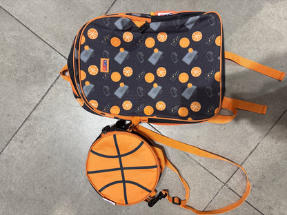 Basketball Print School Bag with Detachable Pouch