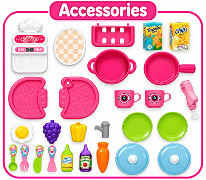 Chef 2-in-1 Kitchen Play Set for Kids, 29 Pcs with Carry Case