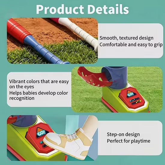 Super Baseball Set for Kids with Foot Pedal Ball Launcher and Bat