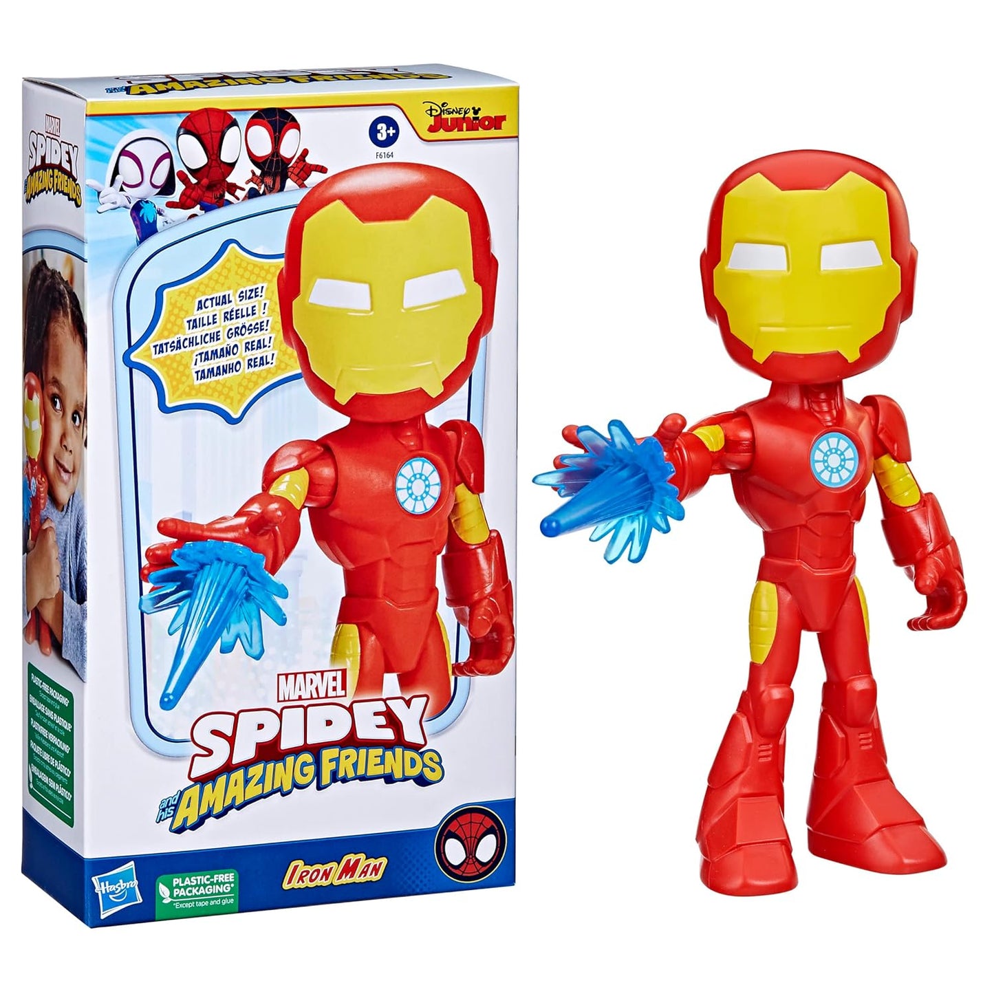 Marvel Spidey And His Amazing Friends Supersized Iron Man 9-Inch Action Figure, Preschool Super Hero Toy, 3Yrs+