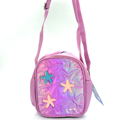 Metallic Star Patch Sling Bag for Girls