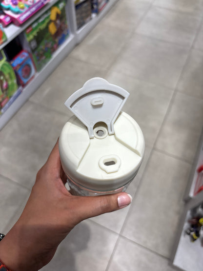 Glass Coffee Cup with Lid and Straw – Ribbed Sleeve 420ml