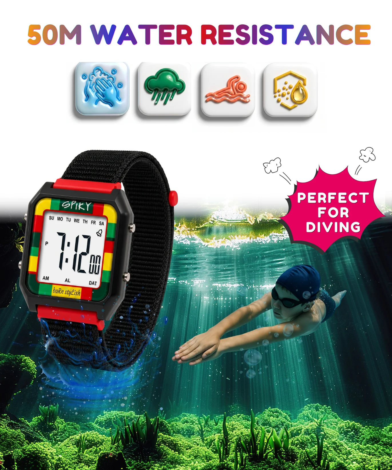 Spiky Spkeva47 Digital Sports Watch for Kids