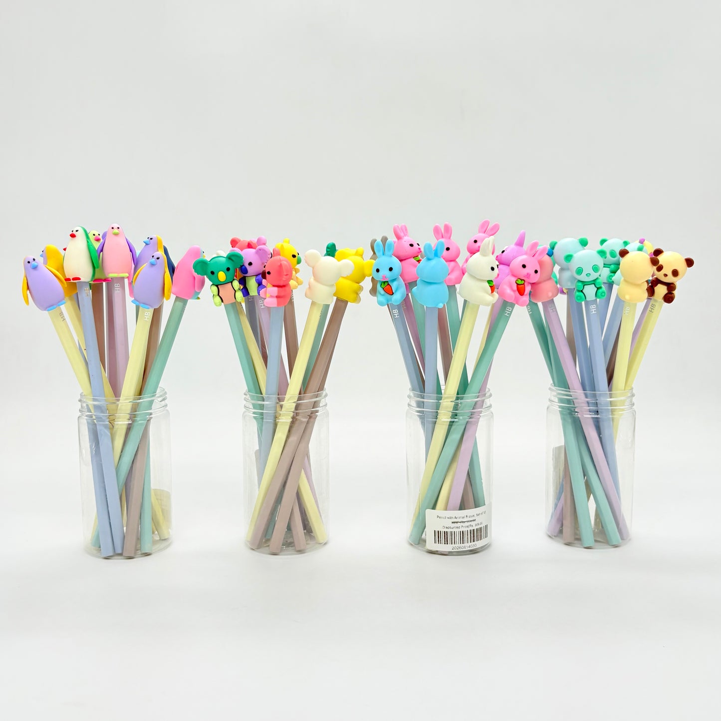 Pencil with Animal Eraser, Set of 12